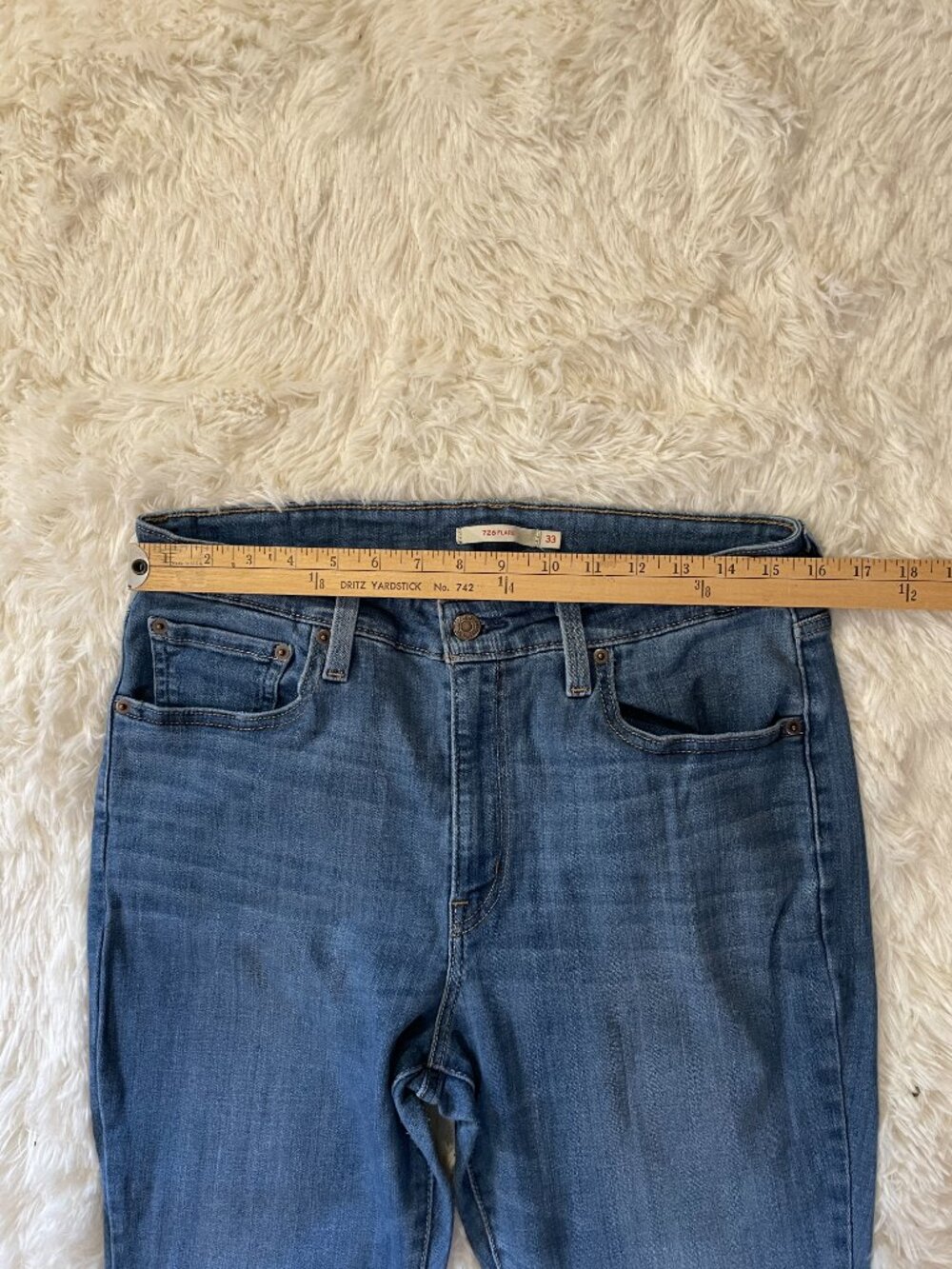 Levi's 726 High Rise Flare Jeans in Medium Blue Wash - Picture 8 of 11